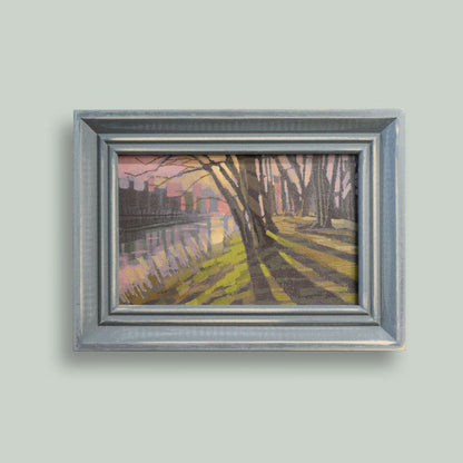 Original painting - "Autumn Light" - hand painted - acrylic painting - 10x15 cm - landscape picture - unique piece - with frame