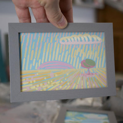 "Candy Land 1", unique painting, hand-painted single piece, 17.3 x 12.3 cm, with picture frame