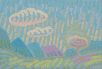 "Candy Land 2", unique painting, hand-painted single piece, 17.3 x 12.3 cm, with picture frame