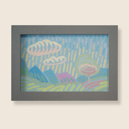 "Candy Land 2", unique painting, hand-painted single piece, 17.3 x 12.3 cm, with picture frame