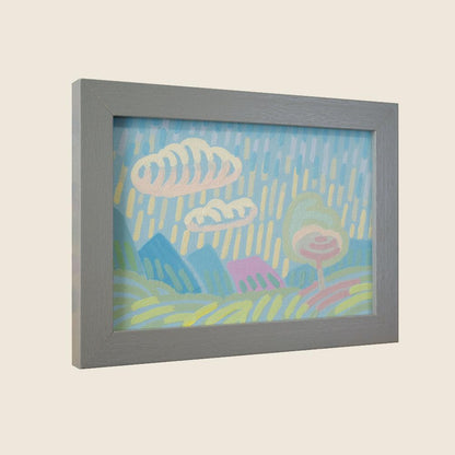 "Candy Land 2", unique painting, hand-painted single piece, 17.3 x 12.3 cm, with picture frame