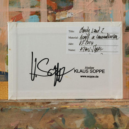 "Candy Land 2", unique painting, hand-painted single piece, 17.3 x 12.3 cm, with picture frame