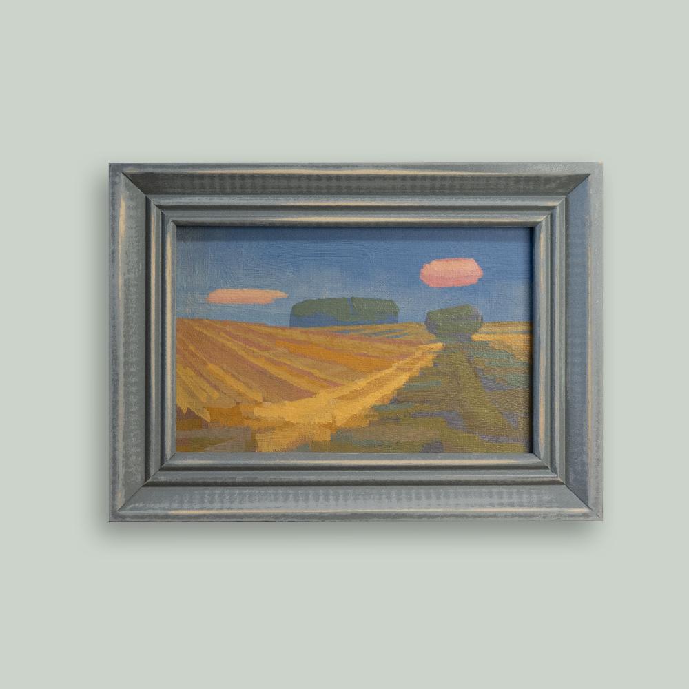 Original Gemälde – "Goldrand" - handgemalt – Acrylbild – 10x15 cm – Landschaft Bild – Einzelstück – mit Rahmen