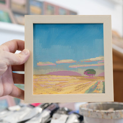 "Hoher Himmel", Unikat, Malerei, handgemaltes Einzelstück, 17,3 x 17,3 cm, mit Bilderrahmen