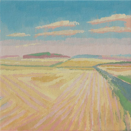 "Pflugspur", Unikat, Malerei, handgemaltes Einzelstück, 17,4 x 17,4 cm, mit Bilderrahmen