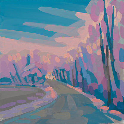 "Blauer Wald 1", Unikat, Malerei, handgemaltes Einzelstück, 22 x 22 cm, mit Bilderrahmen