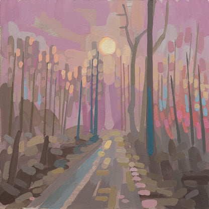 "Winterweg", Unikat, Malerei, handgemaltes Einzelstück, 22 x 22 cm, mit Bilderrahmen