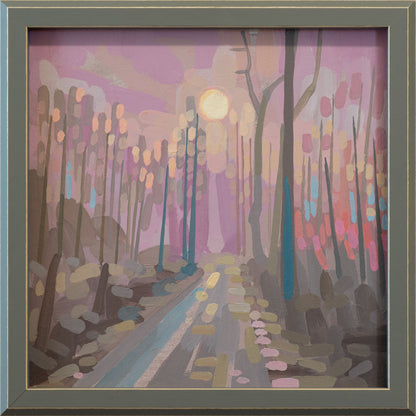 "Winterweg", Unikat, Malerei, handgemaltes Einzelstück, 22 x 22 cm, mit Bilderrahmen