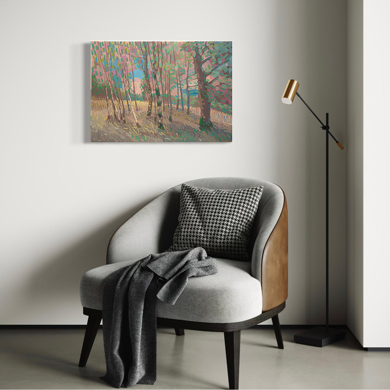 Birkenhain, Unikat, Malerei, handgemaltes Einzelstück, 70 x 50 cm