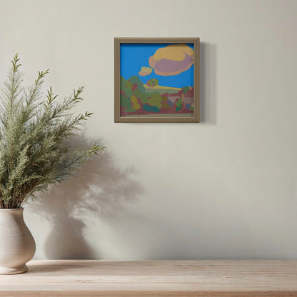 "Blue", unique painting, hand-painted single piece,22 x 22 cm, with picture frame
