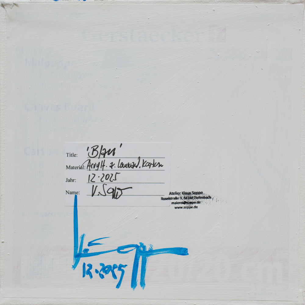 "Blau", Unikat, Malerei, handgemaltes Einzelstück, 22 x 22 cm, mit Bilderrahmen