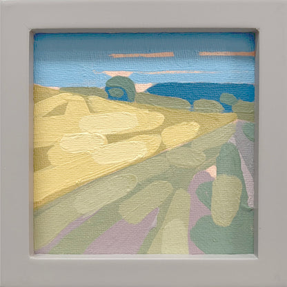 "Blue in green 1", unique painting, hand-painted single piece, 12 x 12 cm, with picture frame