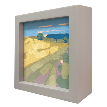 "Blue in green 1", unique painting, hand-painted single piece, 12 x 12 cm, with picture frame