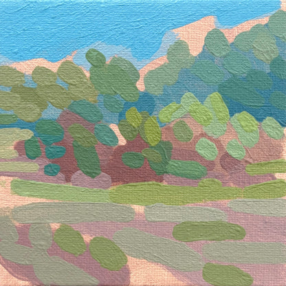 "Blue in green 2", unique painting, hand-painted single piece, 12 x 12 cm, with picture frame