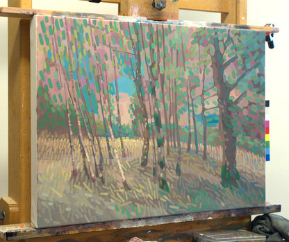 Birch grove, unique piece, painting, hand-painted individual work, 70 x 50 cm