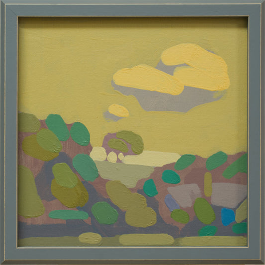 "Haus im Wald", Unikat, Malerei, handgemaltes Einzelstück, 22 x 22 cm, mit Bilderrahmen