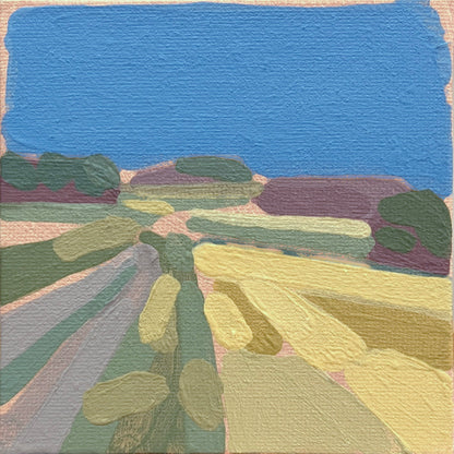 "Kind of blue 1", unique painting, hand-painted one-of-a-kind piece, 21 x 12 cm, with picture frame, Pocket Art