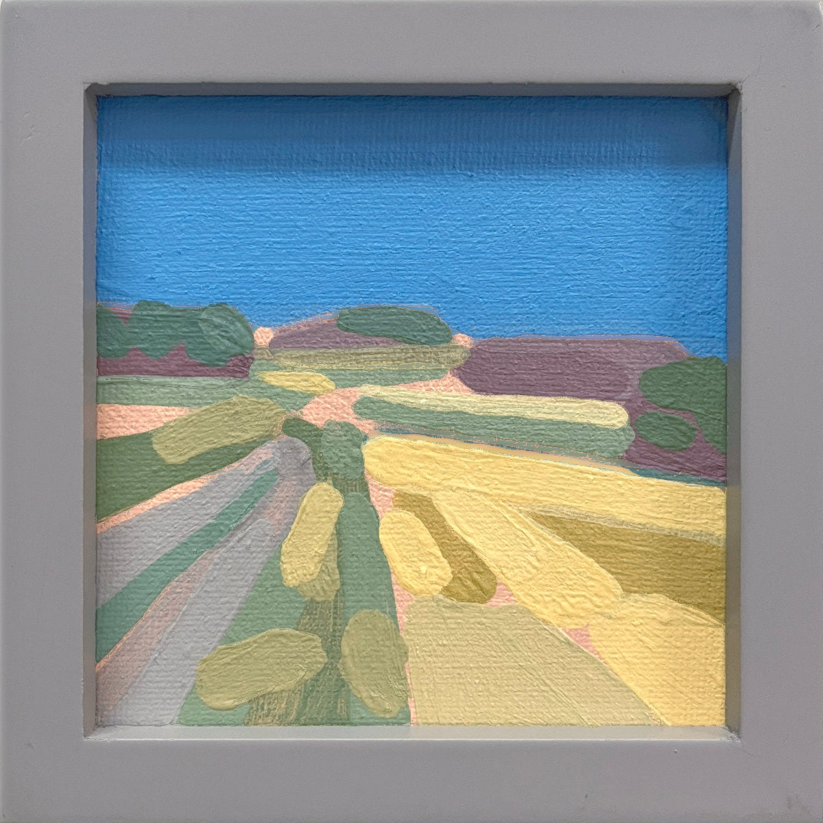 "Kind of blue 1", unique painting, hand-painted one-of-a-kind piece, 21 x 12 cm, with picture frame, Pocket Art