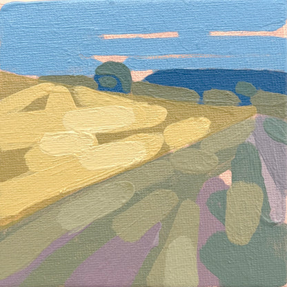 "Blue in green 1", unique painting, hand-painted single piece, 12 x 12 cm, with picture frame