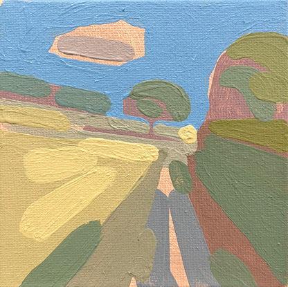 "Kind of blue 2", unique painting, hand-painted single piece, 12 x 12 cm, with picture frame