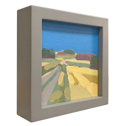 "Kind of blue 2", unique painting, hand-painted single piece, 12 x 12 cm, with picture frame