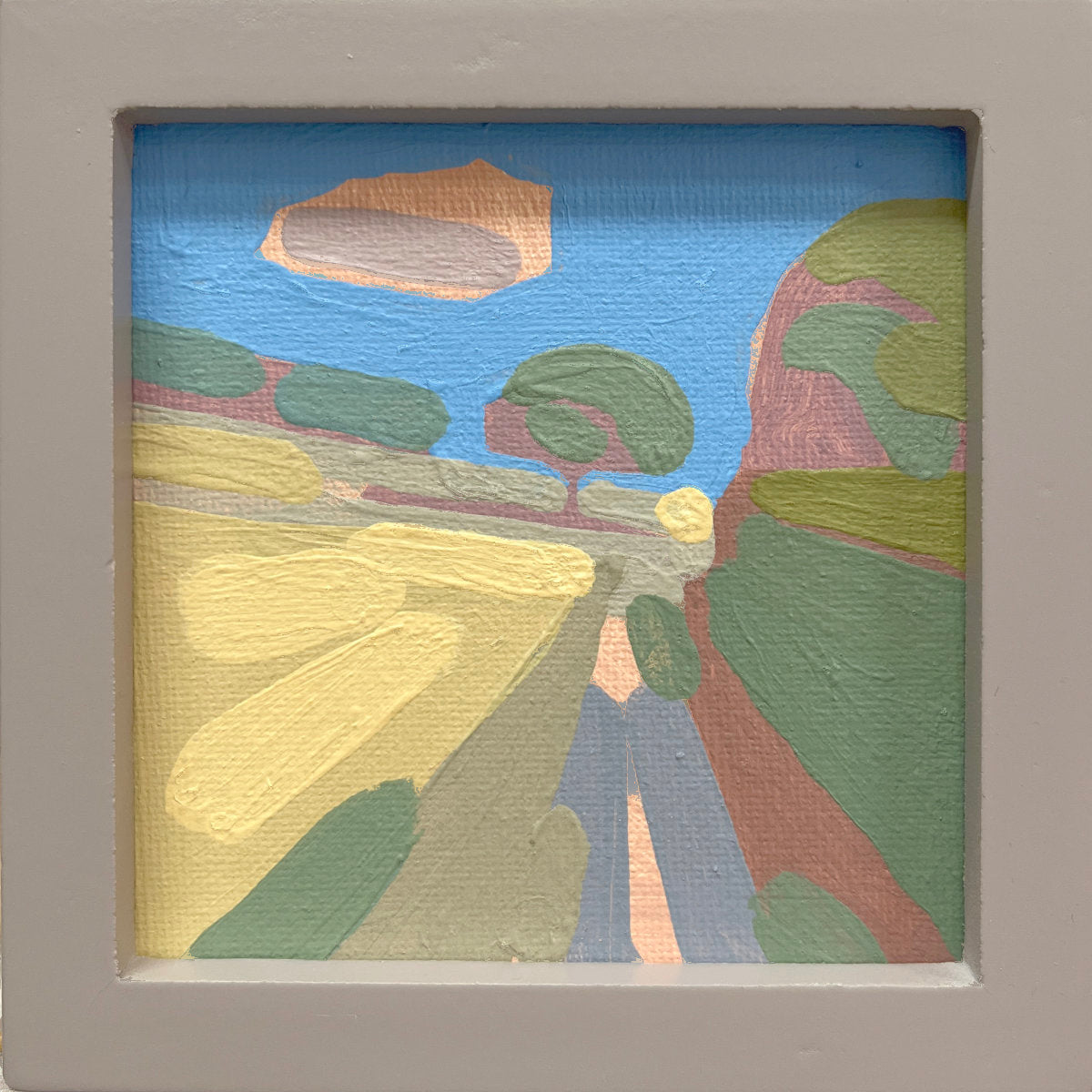 "Kind of blue 2", unique painting, hand-painted single piece, 12 x 12 cm, with picture frame