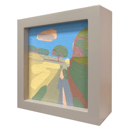 "Kind of blue 2", unique painting, hand-painted single piece, 12 x 12 cm, with picture frame