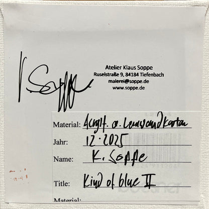 "Kind of blue 2", unique painting, hand-painted single piece, 12 x 12 cm, with picture frame