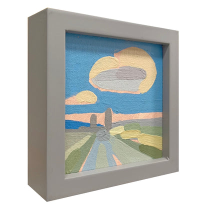 "Kind of blue 3", unique painting, hand-painted single piece, 12 x 12 cm, with picture frame
