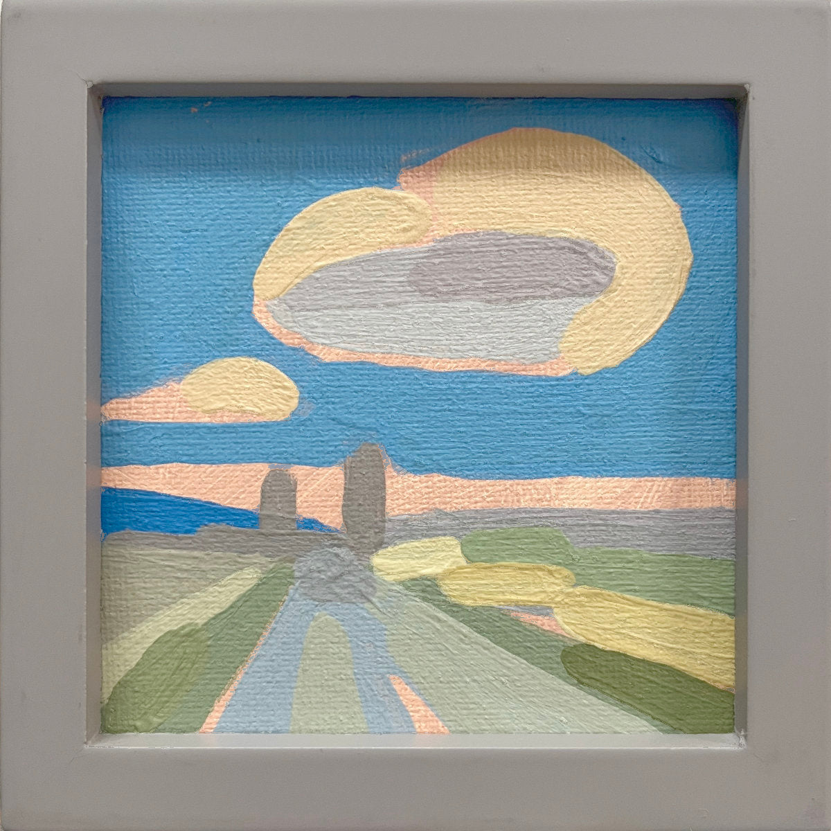 "Kind of blue 3", unique painting, hand-painted single piece, 12 x 12 cm, with picture frame