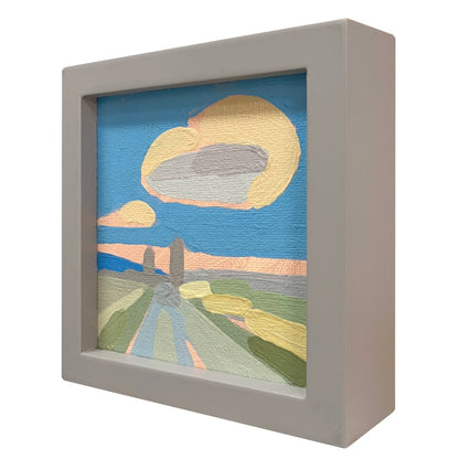 "Kind of blue 3", unique painting, hand-painted single piece, 12 x 12 cm, with picture frame