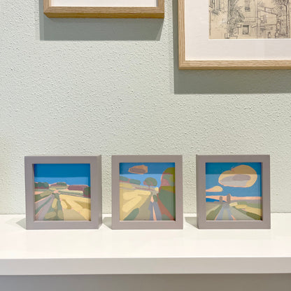 "Kind of blue 2", unique painting, hand-painted single piece, 12 x 12 cm, with picture frame