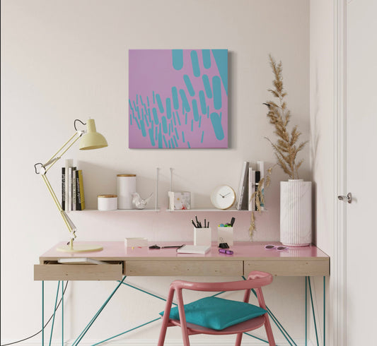 Malerei Pink-Türkis Komplementär 001A, Unikat, 50x50cm