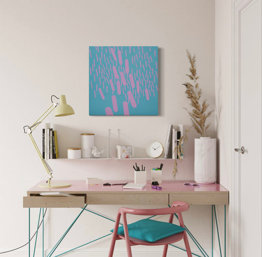 Malerei Türkis-Pink Komplementär 002B, Unikat, 50x50cm