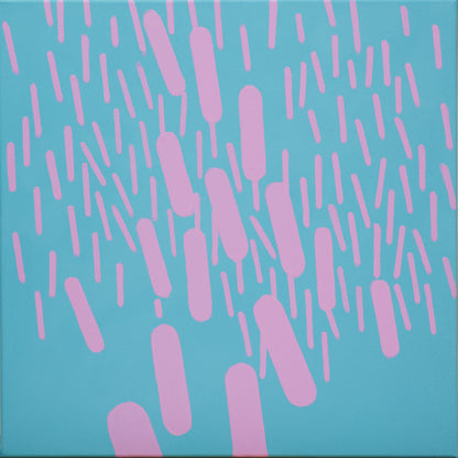 Malerei Türkis-Pink Komplementär 002B, Unikat, 50x50cm