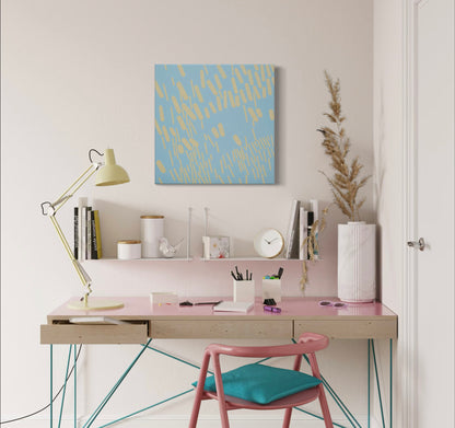 Malerei Blau-Orange Komplementär 003A, Unikat, 50x50cm