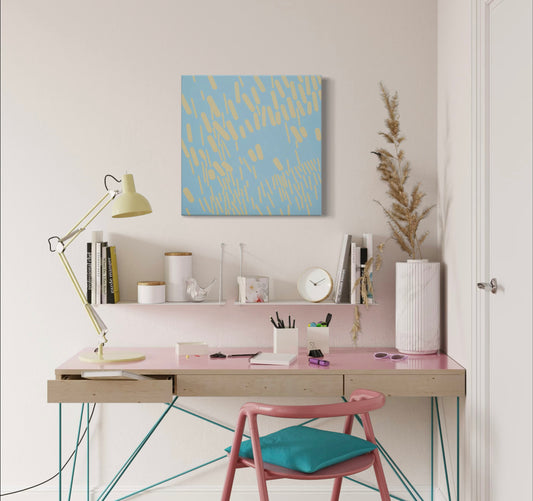 Malerei Blau-Orange Komplementär 003A, Unikat, 50x50cm