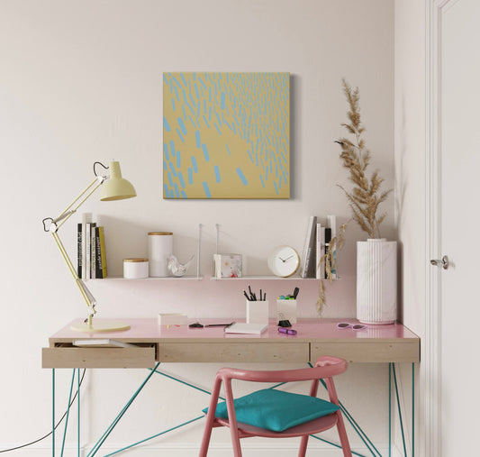 Malerei Orange-Blau Komplementär 004A, Unikat, 50x50cm