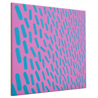 Original painting pink turquoise complementary 007A, unique painting, 50x50cm