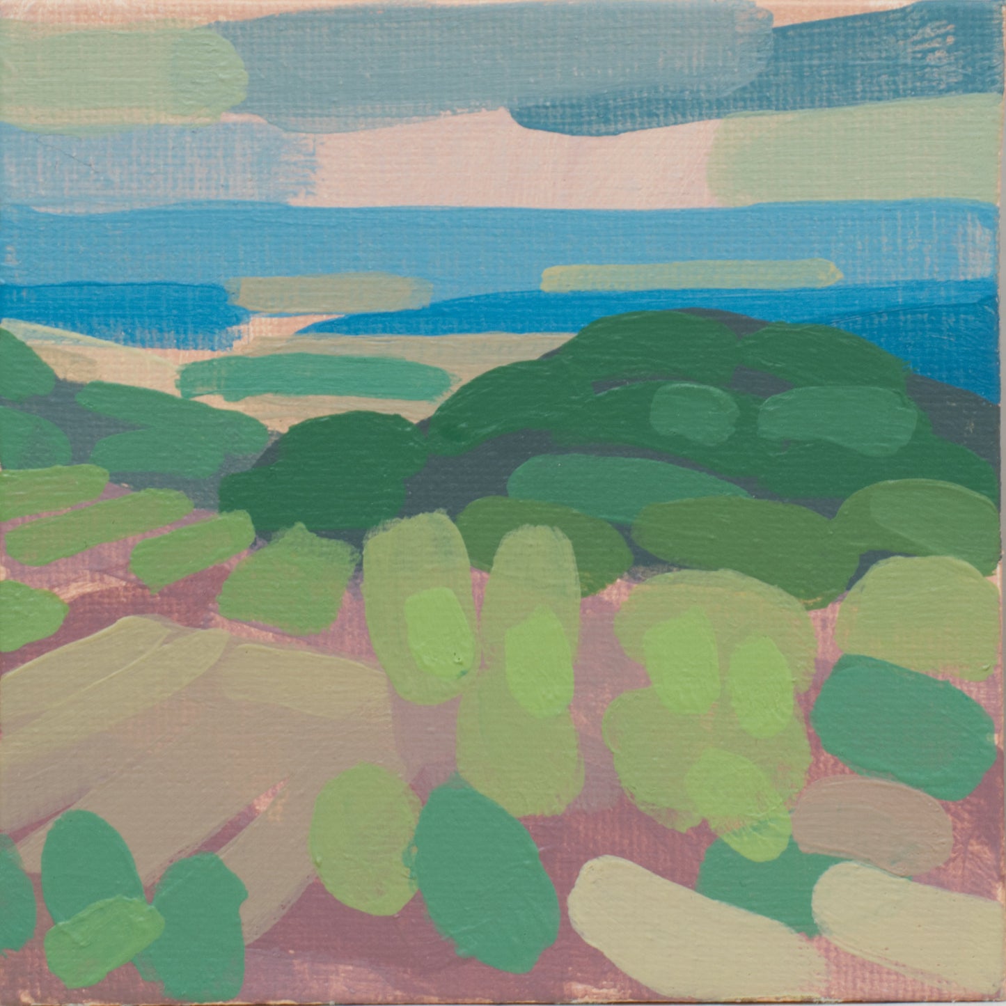 "Kind of blue 1", unique painting, hand-painted one-of-a-kind piece, 21 x 12 cm, with picture frame, Pocket Art