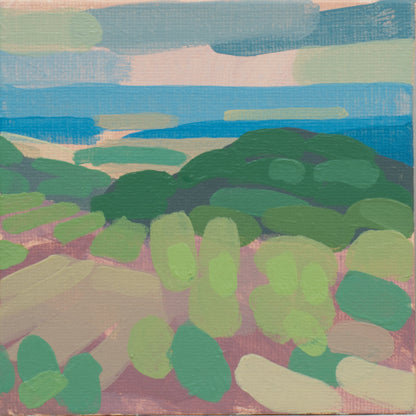 "Kind of blue 1", unique painting, hand-painted one-of-a-kind piece, 21 x 12 cm, with picture frame, Pocket Art