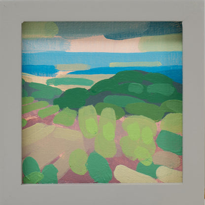 "Kind of blue 1", unique painting, hand-painted one-of-a-kind piece, 21 x 12 cm, with picture frame, Pocket Art