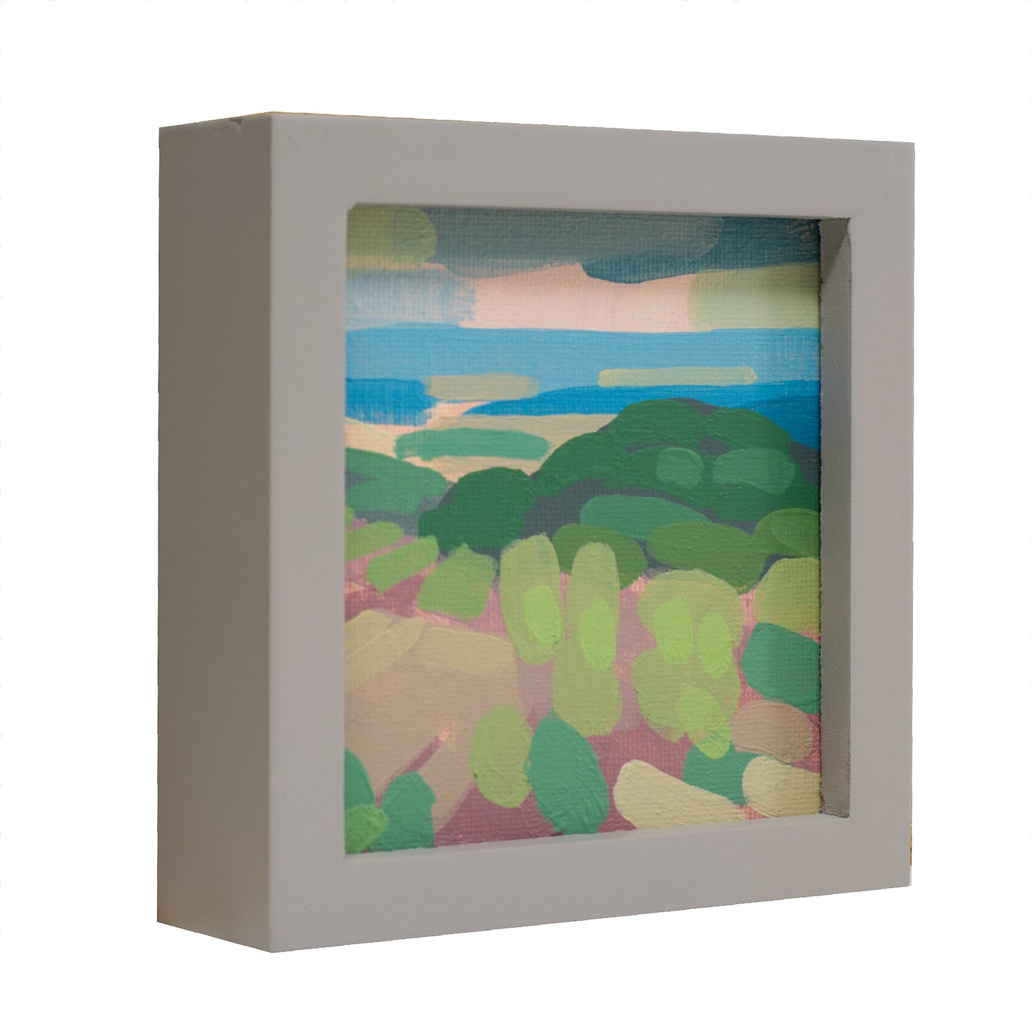 "Kind of blue 1", unique painting, hand-painted one-of-a-kind piece, 21 x 12 cm, with picture frame, Pocket Art