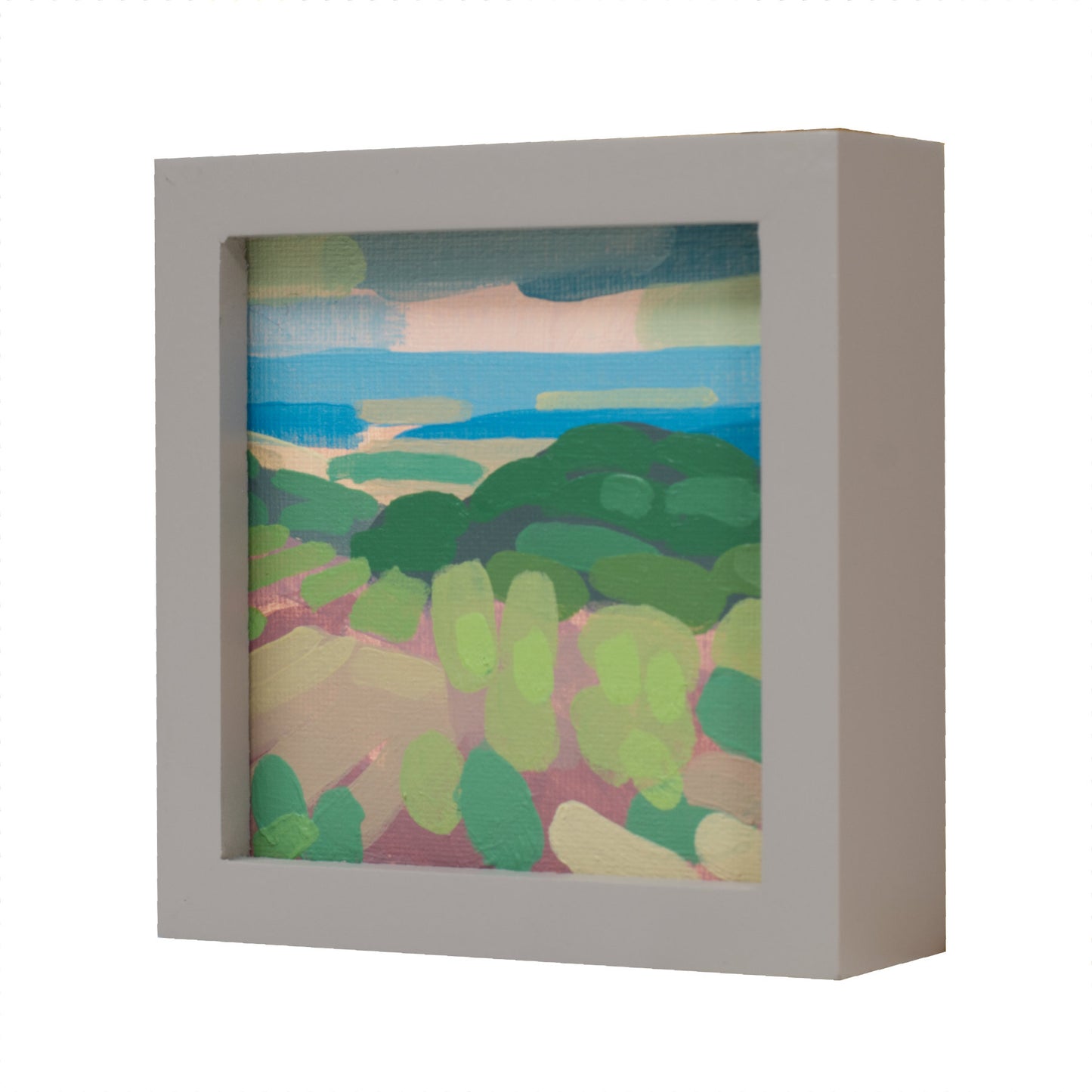 "Kind of blue 1", unique painting, hand-painted one-of-a-kind piece, 21 x 12 cm, with picture frame, Pocket Art