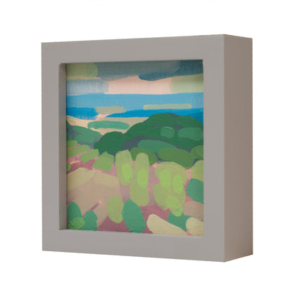 "Kind of blue 1", unique painting, hand-painted one-of-a-kind piece, 21 x 12 cm, with picture frame, Pocket Art