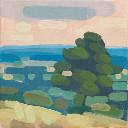 "Kind of blue 1", unique painting, hand-painted one-of-a-kind piece, 21 x 12 cm, with picture frame, Pocket Art