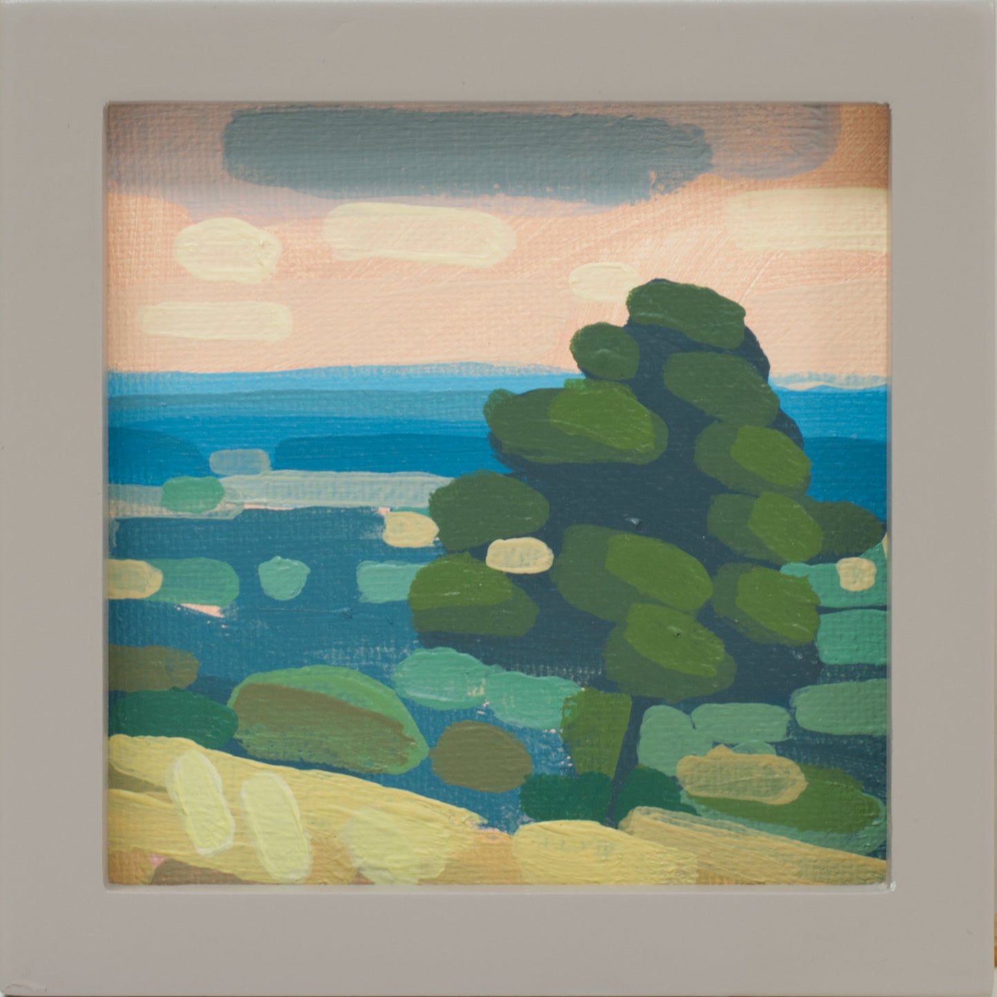 "Kind of blue 1", unique painting, hand-painted one-of-a-kind piece, 21 x 12 cm, with picture frame, Pocket Art