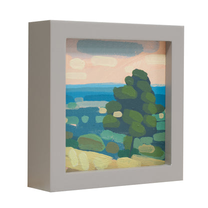 "Kind of blue 1", unique painting, hand-painted one-of-a-kind piece, 21 x 12 cm, with picture frame, Pocket Art