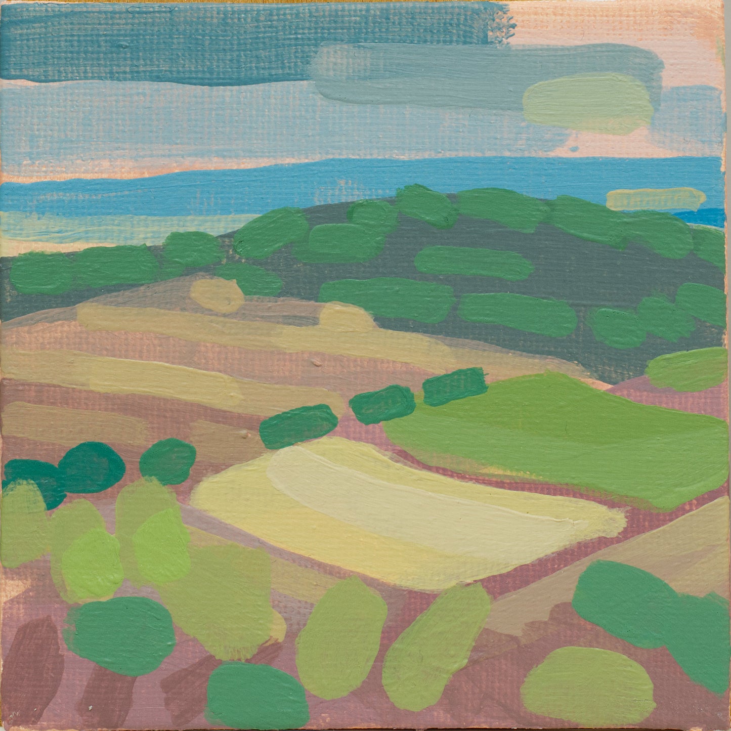 "Kind of blue 1", unique painting, hand-painted one-of-a-kind piece, 21 x 12 cm, with picture frame, Pocket Art