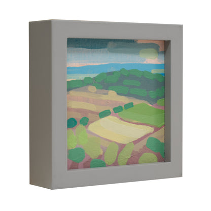 "Kind of blue 1", unique painting, hand-painted one-of-a-kind piece, 21 x 12 cm, with picture frame, Pocket Art